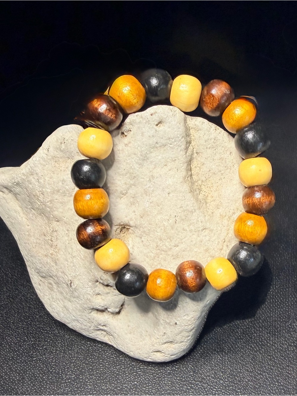 Handmade Wooden Bead Stretch Bracelet